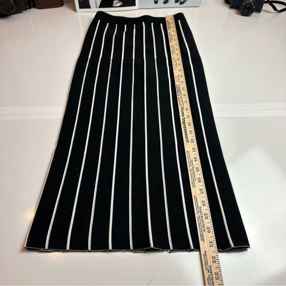 House of Harlow 1960 Striped Knit Maxi Skirt | Pleated Column · Quiet Luxury - Picture 4 of 10